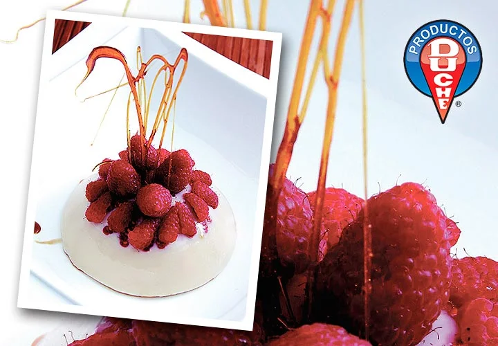 Gelatina de yogur con frambuesas